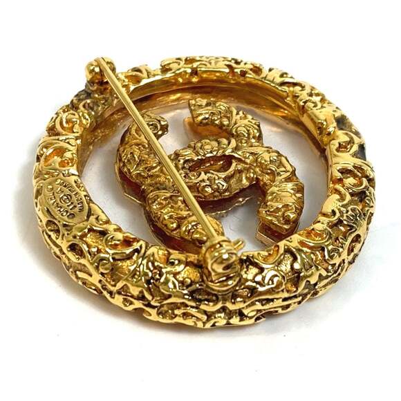 Chanel Cc Logo Circle Brooch Gold-Tone #209027C24B - Picture 2 of 9